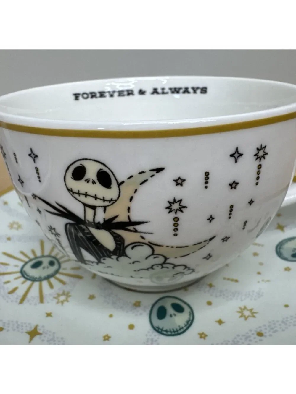 Tim Burtons Nightmare Before Christmas 6.7 Oz Mug & Saucer Set Jack Sally Design - Picture 9 of 16